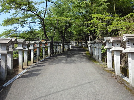 参道に並ぶ灯籠